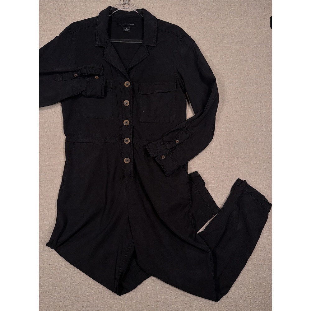 Sanctuary x Anthropologie Black Lyocell Utility Jumpsuit Long Sleeve CR0157AG1A